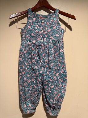 Vintage Reyn Spooner Sleeveless Floral Jumpsuit overalls girls XS 4-5